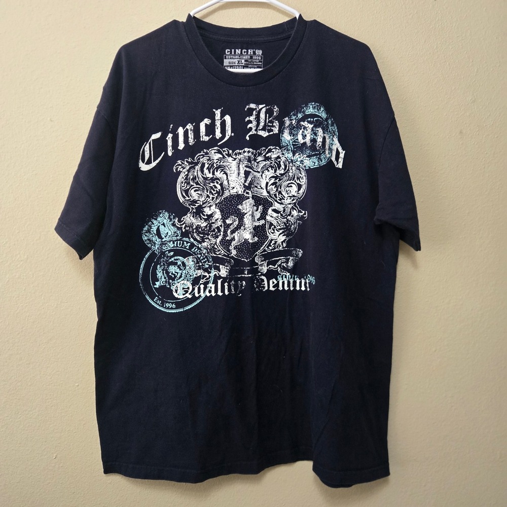 Cinch Brand Quality Denim Graphic T-Shirt Mens XL Navy Blue Crest MTT1690004